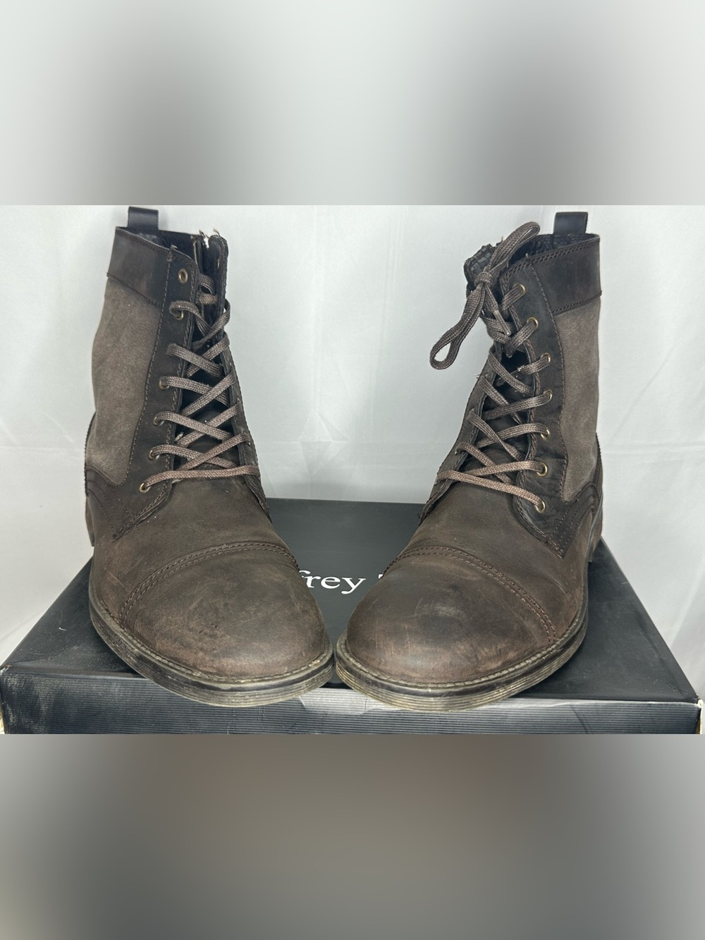 Men's Dark Brown Lace-Up Suede & Leather Ankle Boots